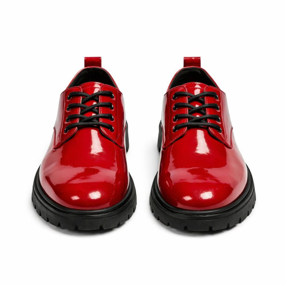 Mens Red Patent Leather Plain Toe Formal Shoe